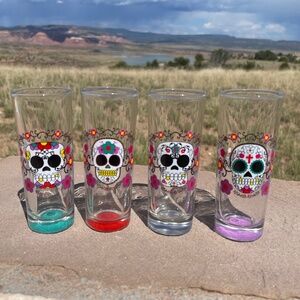 Sugar Skulls Tall Shot Glasses (Set of 4)